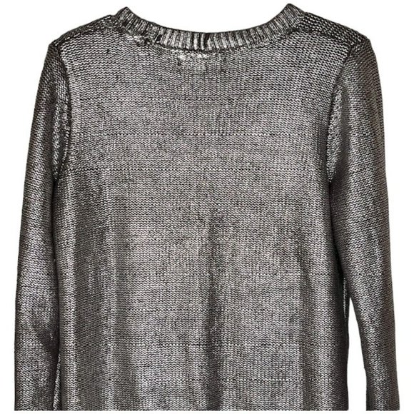 Rock & Republic Metallic Baroque Cotton Blend Sweater - Silver/Gray - L - Picture 4 of 7